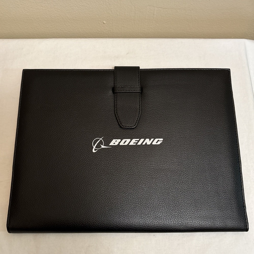 Boeing Black Padfolio Notebook Card Slots Pen Loop Aviation Collectible